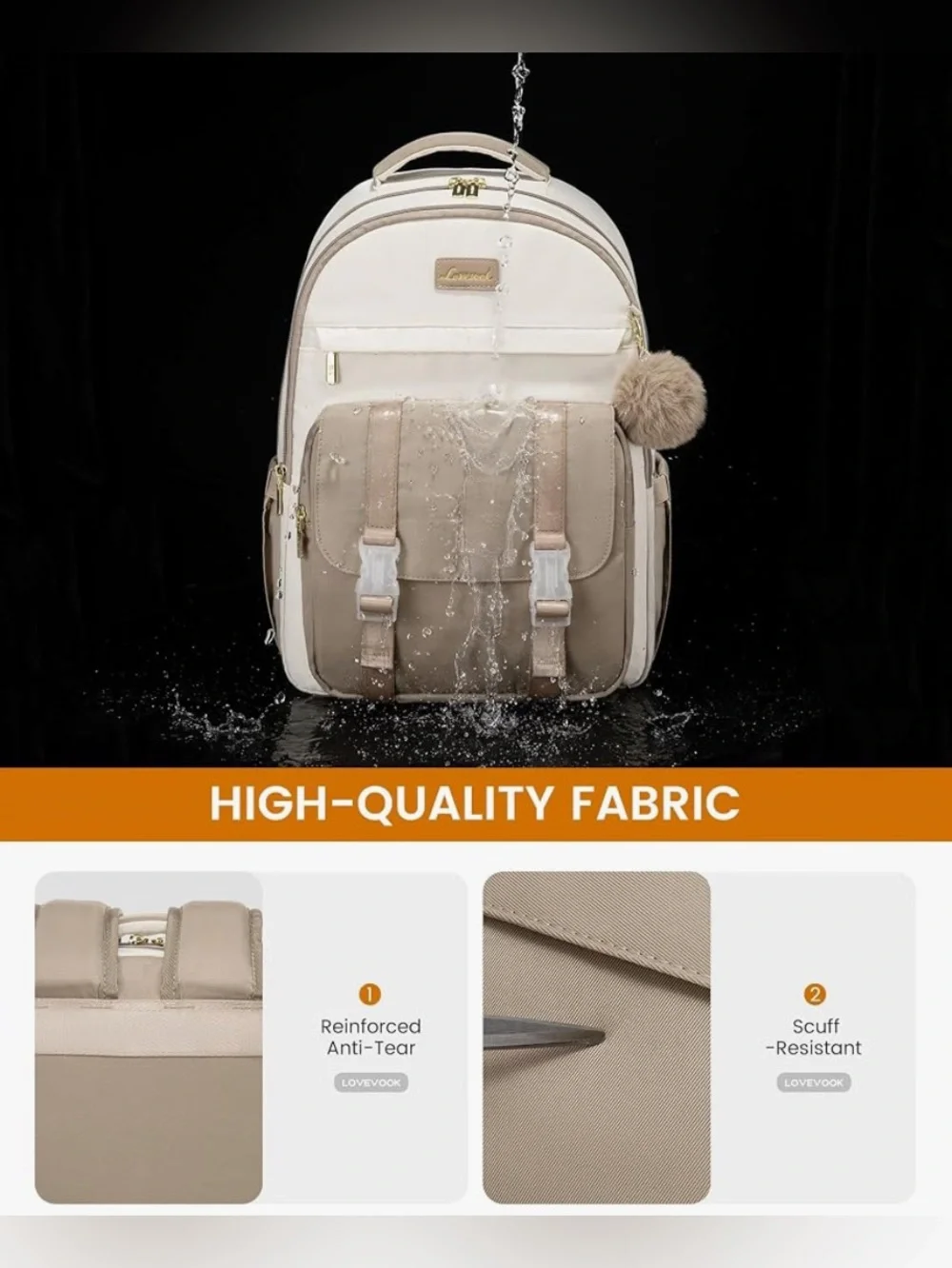 Two-Tone Black and Taupe Backpack